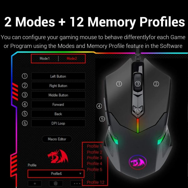 Redragon CENTROPHORUS M601 RGB Gaming Mouse M601 - Imagen 6