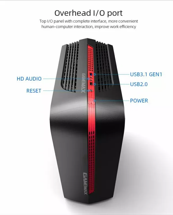 GAMEMAX H601 CASE  MATX NEGRO-ROJO 2xUSB CENTAURI BR - Imagen 2