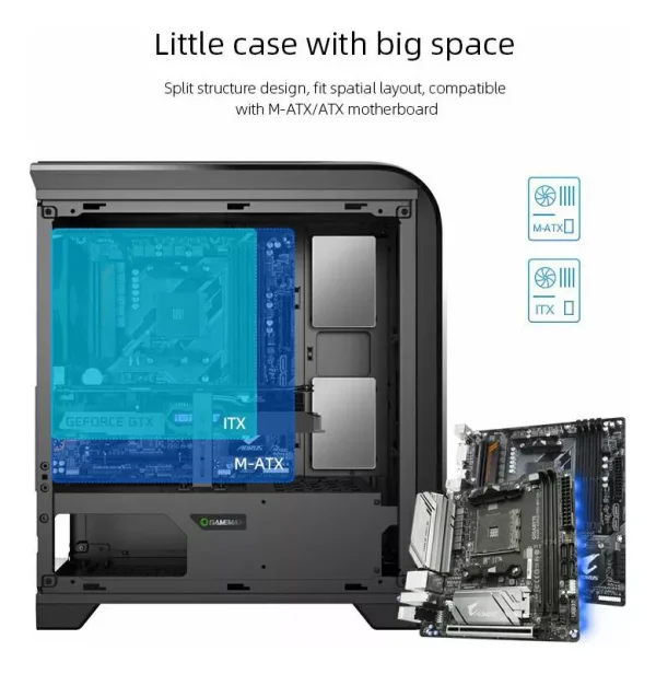 GAMEMAX H601 CASE  MATX NEGRO-ROJO 2xUSB CENTAURI BR - Imagen 4