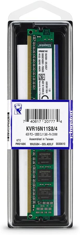 61IRhKDOjRL._AC_SL1000_.jpg Kingston MEMORIA VALUE RAM 4GB 1600 Mhz DIMM KVR16N11S8/4 - Imagen 1