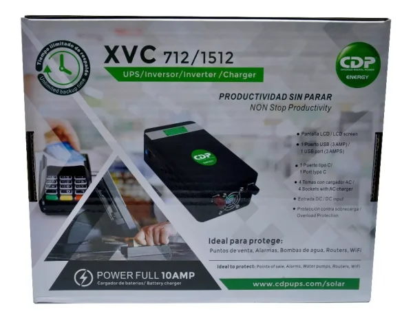 CDP XVC-712 INVERSOR CARGADOR 4 Tomas 2USB LCD XVC-712 - Imagen 4