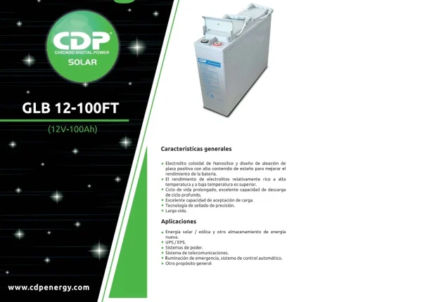 CDP Batería GLB 12-100FT 12V 100Ah GLB 12-100FT - Imagen 2