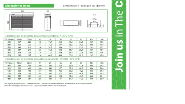 CDP Bateria 12 Volt. 200Ah (UPS) GEL GLB 12-200FT - Imagen 3