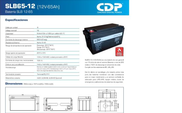 ¡Oferta! CDP Bateria 12 Volt. 65Ah (UPS) SLB65-12 - Imagen 4