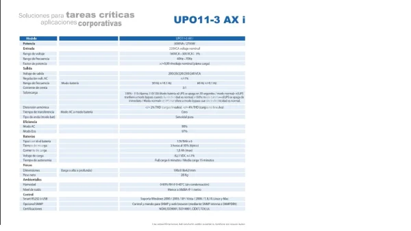 CDP UPS 3000VA (2700W) 220V 4 TOMAS 220V UPO11-3RTAXi - Imagen 2