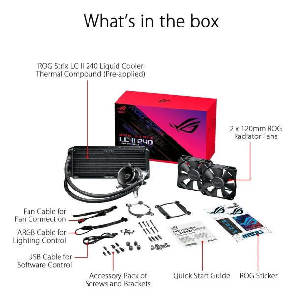 ¡Oferta! ASUS ROG STRX LC II 240/ ARGB/ 4 PINES INTEL  AMD TR4 90RC00E0-M0AAY0 - Imagen 2