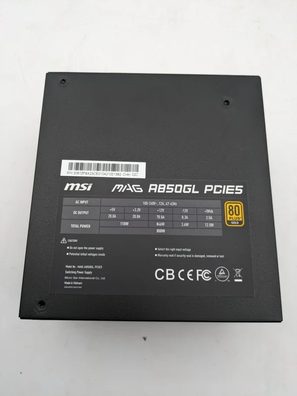 MSI 850W GAMING MAG A850GL 80+GOLD 306-7ZP8A23-CE0 - Imagen 2