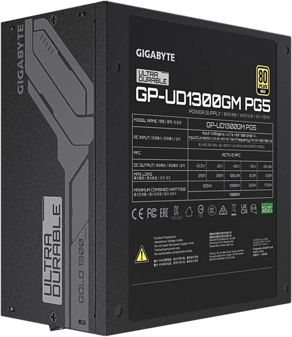 FUENTE DE PODER GIGABYTE GAMING 1300W 80+GOLD GP-UD1300GM PG5 - Imagen 3