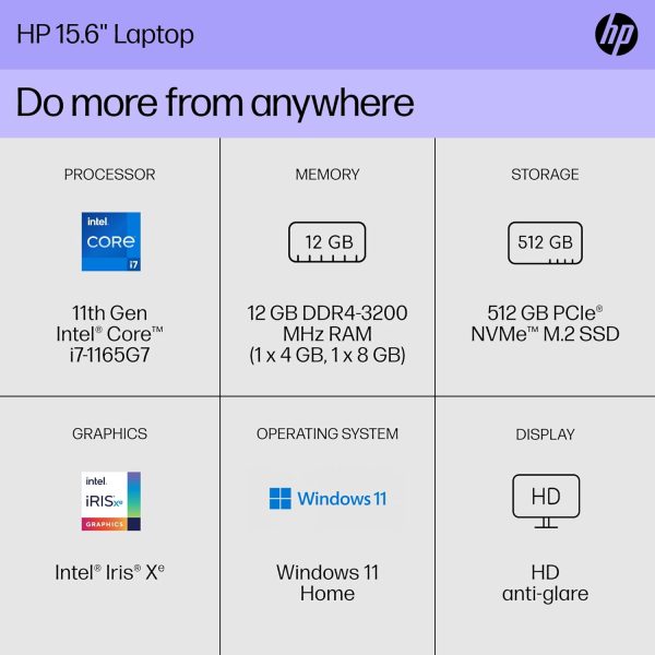 HP PORTATIL DY2718NR I7-1165G7 12GB 512SSD 15.6” 9A6K6UAABA - Imagen 2