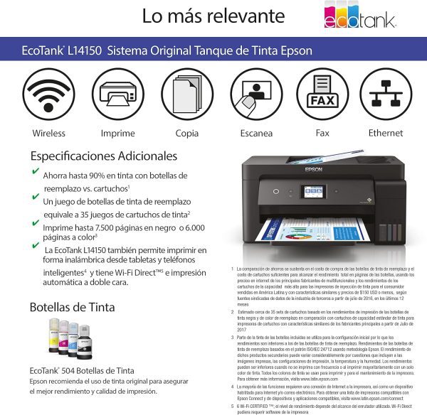 ¡Oferta! Epson EcoTank L14150 Multifuncional Tanque Tinta C11CH96301 - Imagen 3