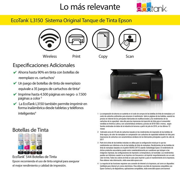 Epson EcoTank L3150 Multifuncional C11CG86301 - Imagen 3