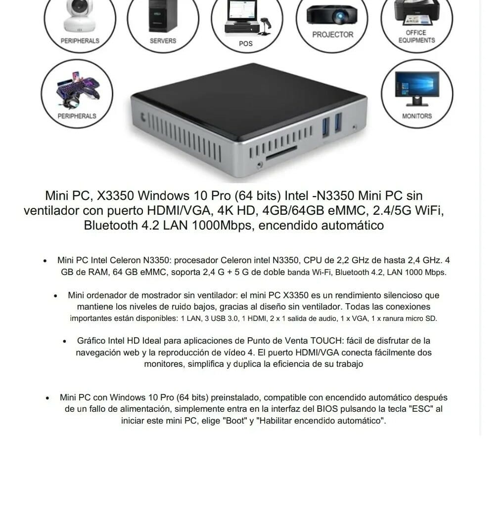 APT-MP33508.jpg Avanced Mini Pc X3350 Windows 10 Pro APT-MP33508 - Imagen 1