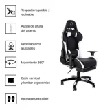 Nibio Silla Gaming Destroyer Cuero Sintetico Negro GC008SWHT - Imagen 2