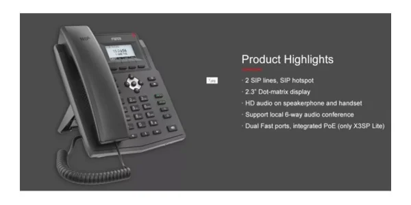FANVIL Teléfono IP empresarial para 2 lineas SIP X3SP Lite - Imagen 2