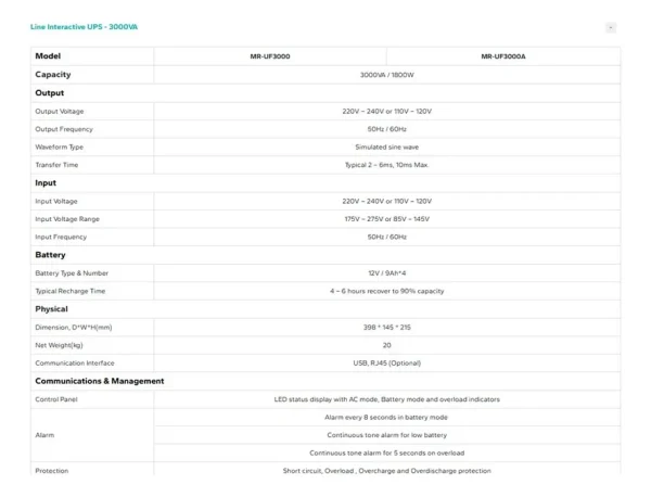 ¡Oferta! MARSRIVA UPS ONLINE TORRE INTELIGENTE 3000 VA MR-UF3000 - Imagen 4