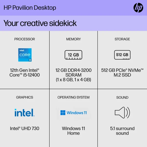 HP PAVILION TP01-3003W I5 12400 12GB 512GB  318K3AA#ABA - Imagen 2