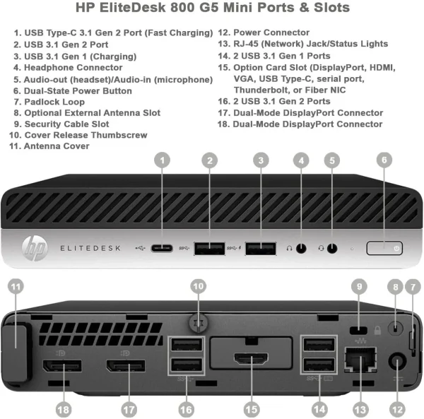 HP DT ELITEDESK 800 G5 I5-9500 16GB 256GB M.2 WIN10 9LL18EC - Imagen 2