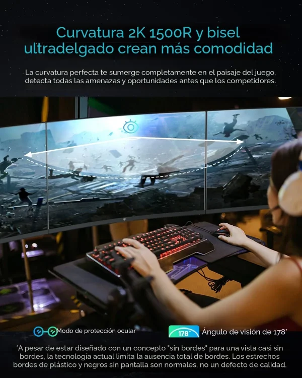 MONITOR KTC 27" GAMING CURVO QHD E-LED 2560 x 1440 27SG850 - Imagen 3