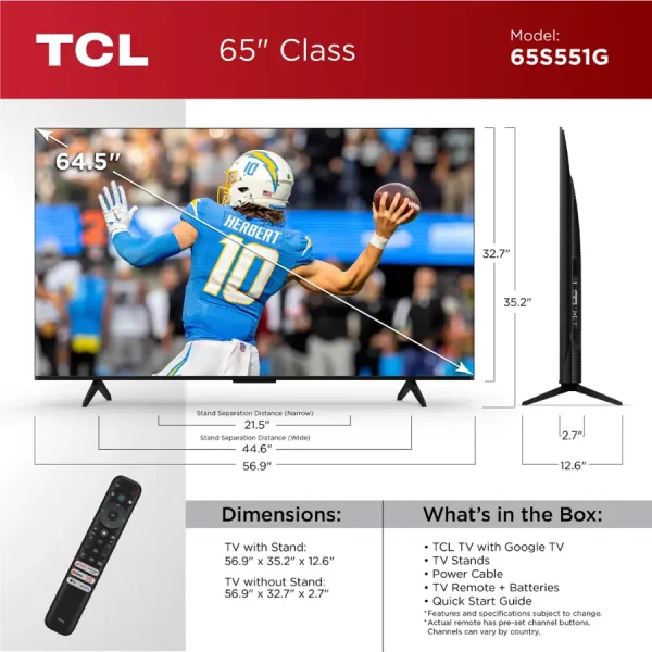 TCL 65" TV 4K GOOGLE SMART 65S551G - Imagen 3