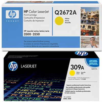 Q2672A.jpg Cartucho de tóner original LaserJet HP 309A amarillo (Q2672A) - Imagen 1