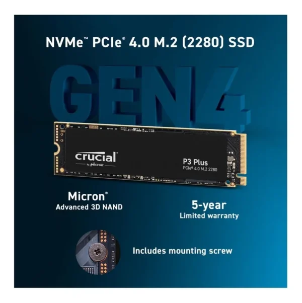 CRUCIAL DISCO DURO P3 PLUS 2TB 3D NAND NVME CT2000P3PSSD8 - Imagen 2