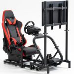 SIMULADOR LEADERTECH SIMRACING SOPORTE MONITOR HASTA 45" FYS CH-163 ROJO