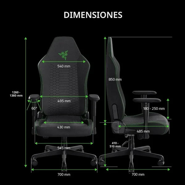 SILLA RAZER GAMING ISKUR V2 X ELEVACION POR GAS ISKUR V2 X GRIS - Imagen 3