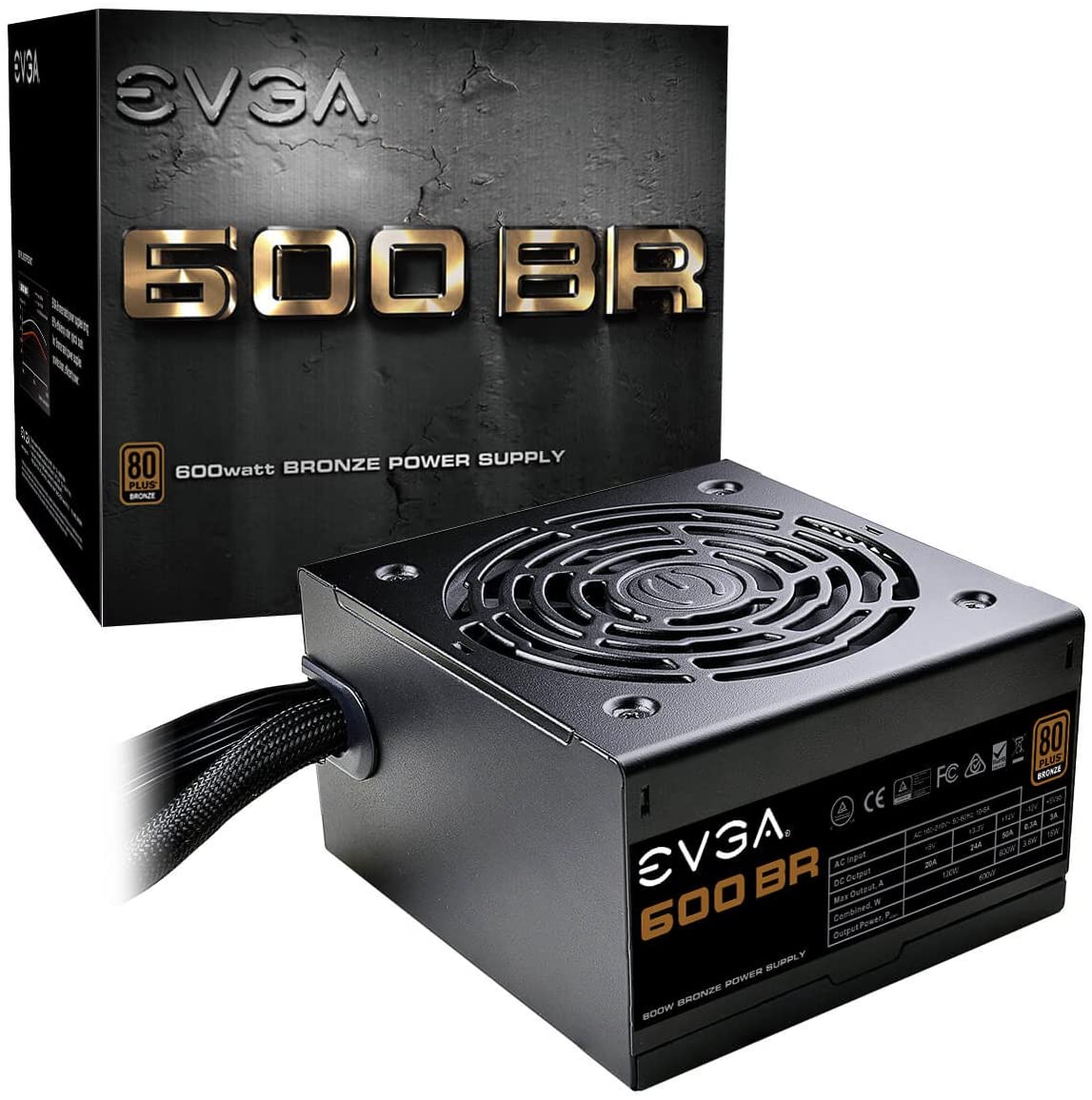 716xtsOgfHL._AC_SL1200_.jpg FUENTE PODER EVGA 600W BR 80 PLUS BRONZE ATX 100-BR-0600-K1 - Imagen 1