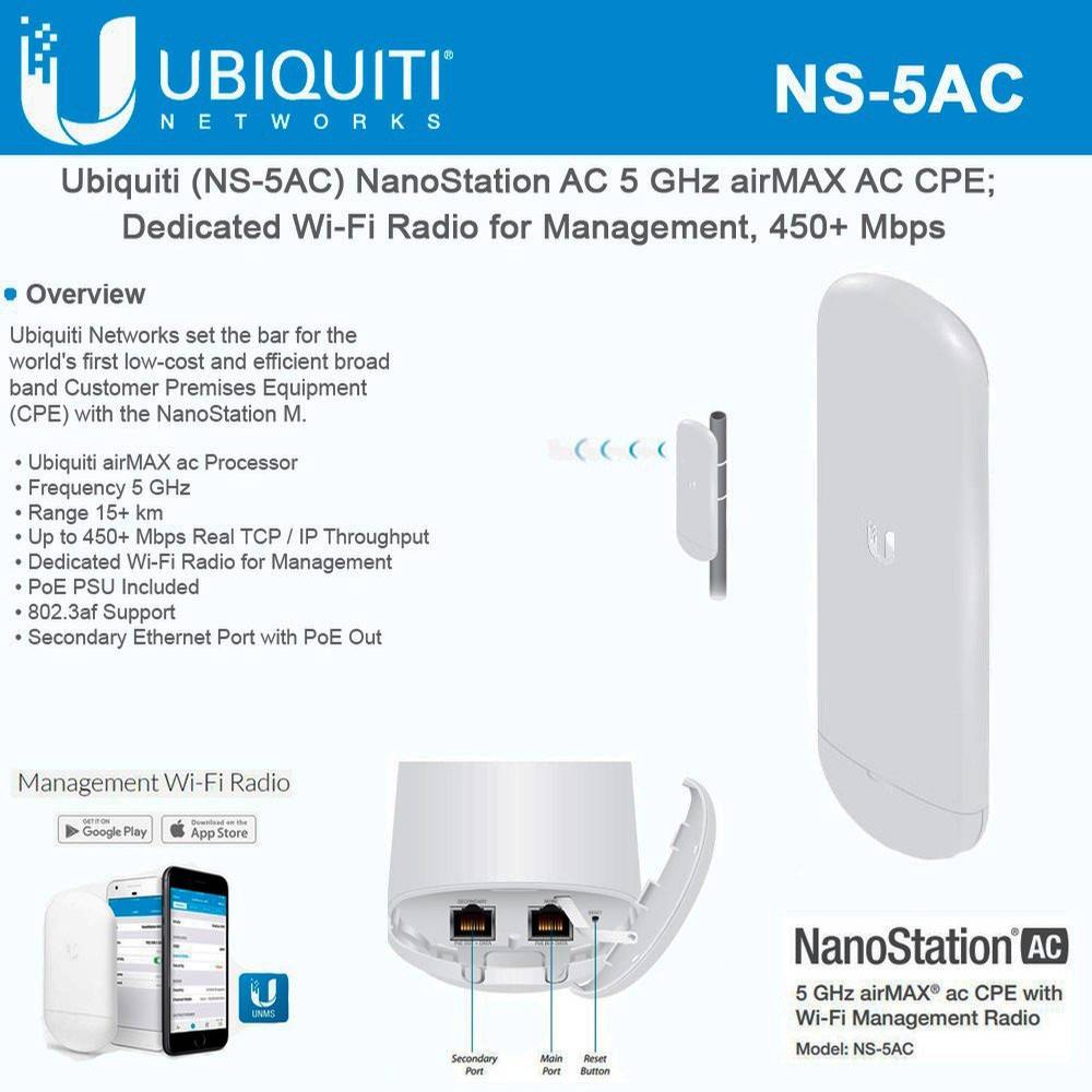 NS-5AC__02030.jpg ¡Oferta! Ubiquiti NanoStation AC 5GHz airMAX AC CPE NS-5AC-US - Imagen 1