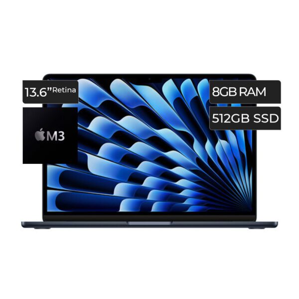 MRXW3LL-600x600-1.jpg APPLE MACBOOK AIR 13 M3 OCTA-CORE 8GB 512GB SSD 13.6 MRXW3LL/A - Imagen 1