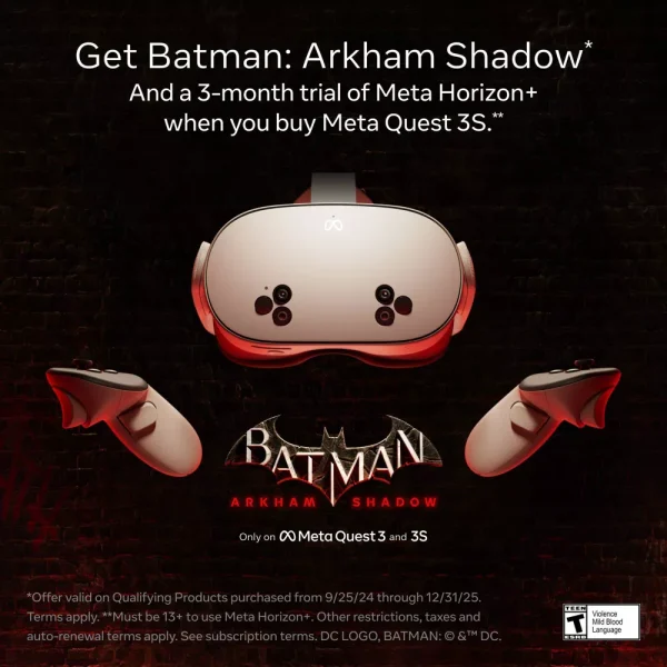 META QUEST 3S VRHEADSET 128GB BATMAN ARKHAM SHADOW 815820025221 - Imagen 3