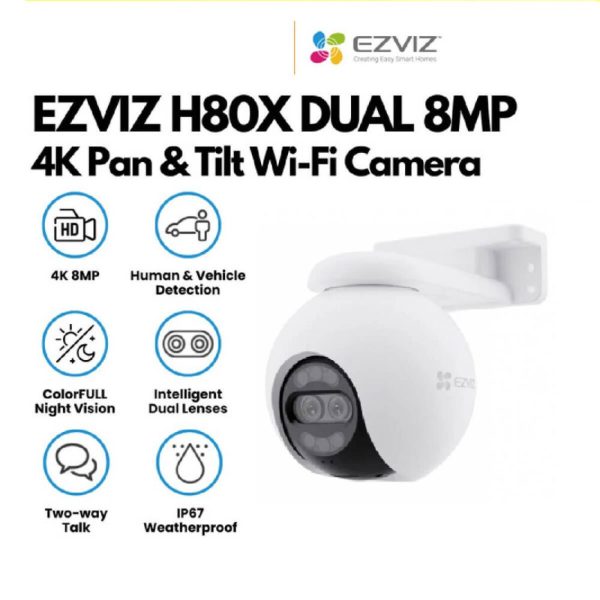 EZVIZ CAMARA H80X DUAL 4K EXTERIOR PT 6MP PANORAMICA 360° CS-H80x-R100-8G82WKFL - Imagen 2