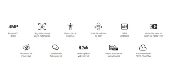 EZVIZ Camara Ptz Wifi Hd 4mp Zoom Optico 4x CS-C6W-A0-3H4WF - Imagen 4