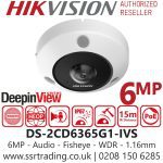 HIKVISION CÁMARA IP 6MP FISHEYE PANORAMICA 180° 360° DEEPINVIEW DS-2CD6365G1-IVS